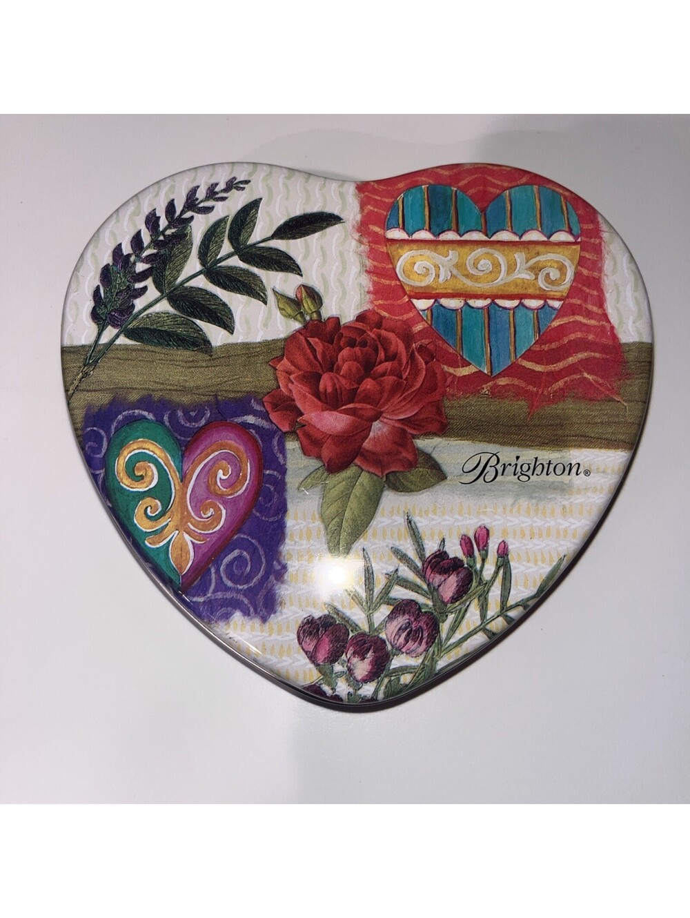 Brighton Heart Gift Box Tin Vintage Jewelry Multicolor- Authentic Brighton